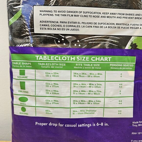 Vintage Pumpkin Time Vinyl Tablecover Halloween Black CATS Spooky WITCHES ROUND - Picture 3 of 3